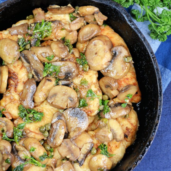 Chicken and Mushrooms in a garlic white wine sauce