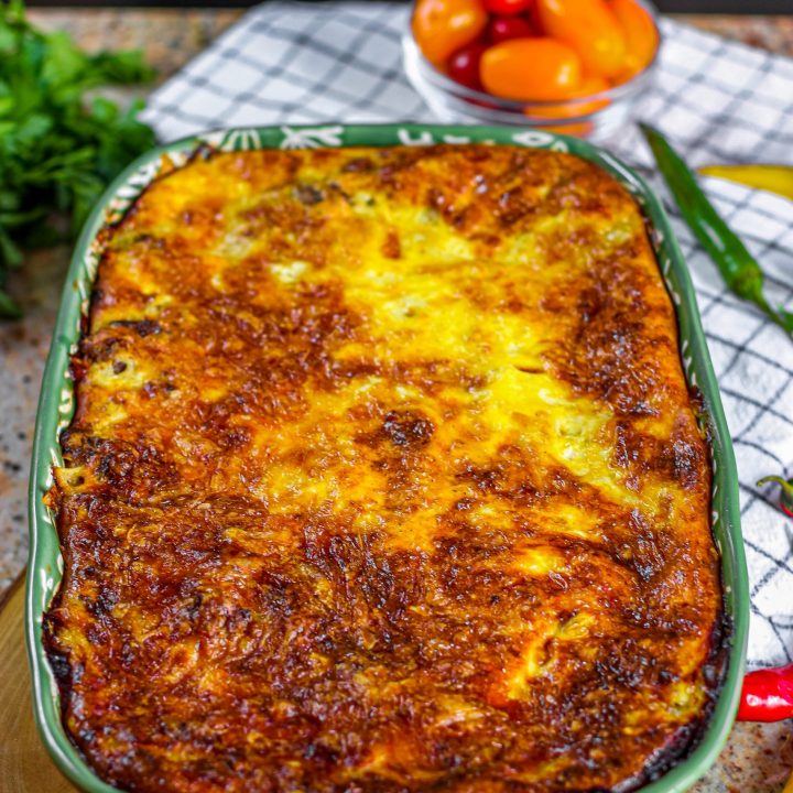 SAUSAGE, EGG AND CREAM CHEESE HASHBROWN CASSEROLE