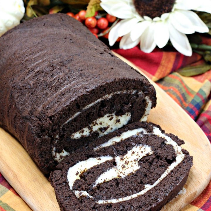 Chocolate Pumpkin Spice Rolled Cake