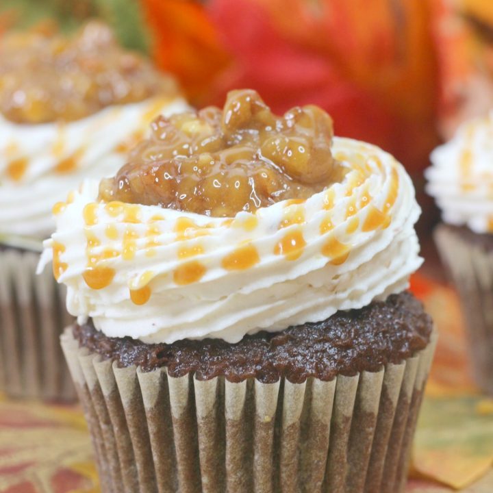 Chocolate Bourbon Pecan Cupcake