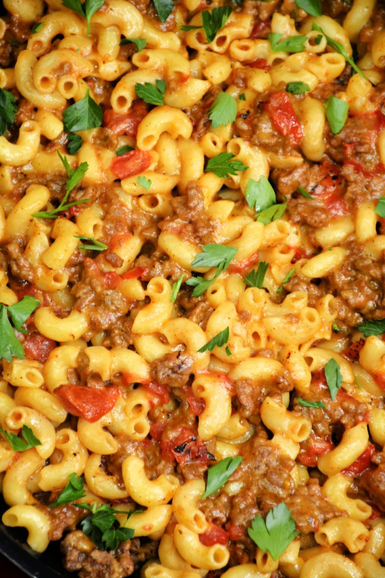 One-Pot Cheeseburger Pasta Skillet - From Gate To Plate