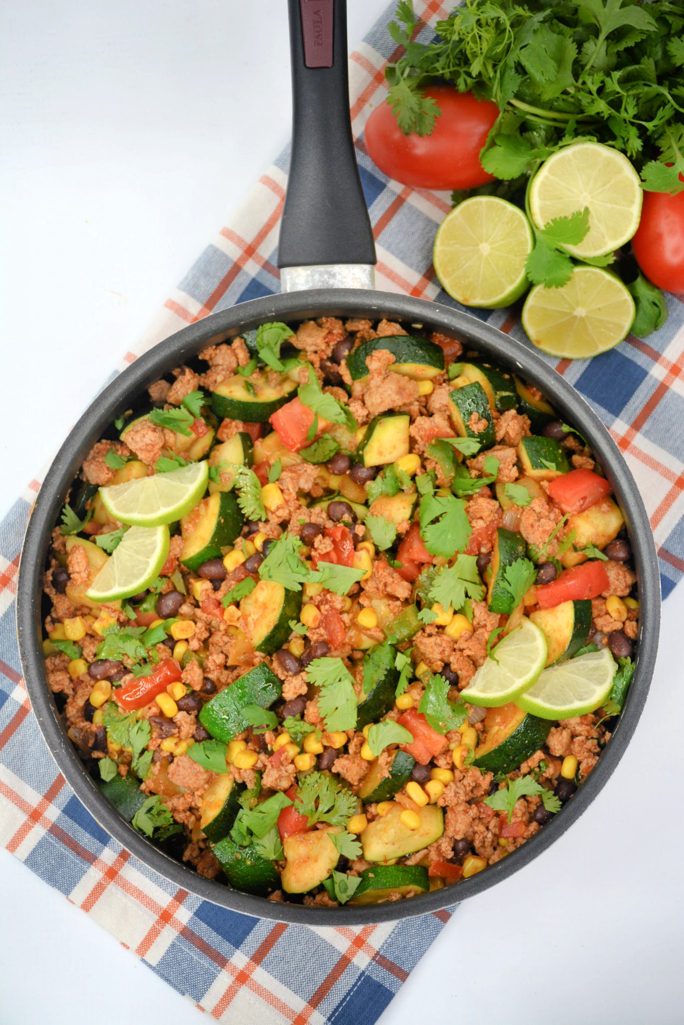 Ground Turkey Skillet with Zucchini, Corn, Black Beans, and Tomato From Gate To Plate