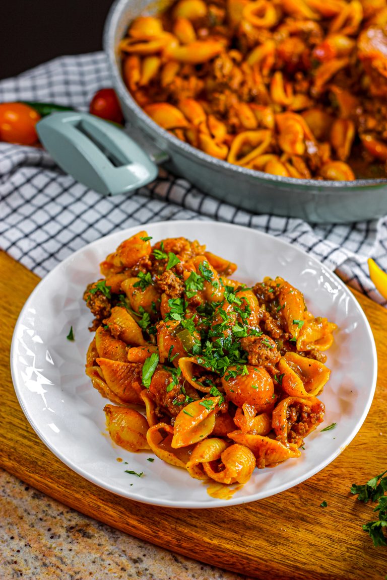 Pasta Shells with Ground Beef - From Gate To Plate