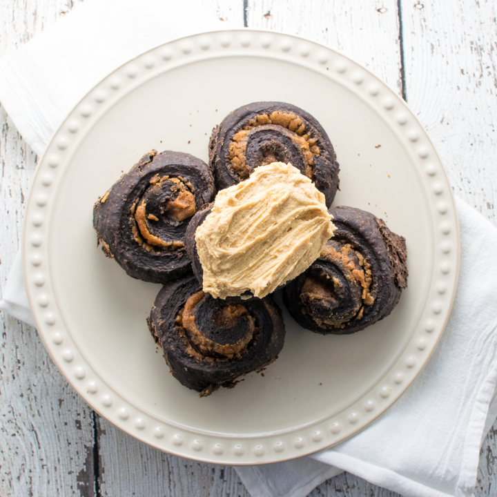 Chocolate Peanut Butter Cinnamon Rolls